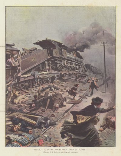 Belgien, das Eisenbahnunglück von Forest von Achille Beltrame