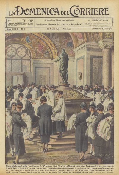 Hundert Kinder, die in der Woche des Prinzen (vom 12. bis 19. Februar) geboren wurden, wurden getauft... von Achille Beltrame
