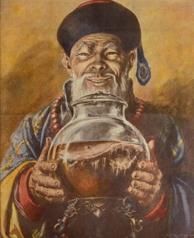 Chinesischer Pilz, von Achille Beltrame, Illustration, Illustrator Walter Molino (1915-1997), aus La Domenica del Corriere von Achille Beltrame