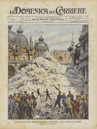Was vom Glockenturm von San Marco in Venedig nach dem Einsturz am 14. dieses Monats übrig blieb von Achille Beltrame