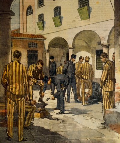 Zivilreformen: Abschaffung der Ketten in italienischen Gefängnissen von Achille Beltrame