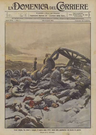 Wie das neue Jahr 1915 mit Schmerzen und Blut beginnt, die Hälfte der Weltbevölkerung im Krieg von Achille Beltrame