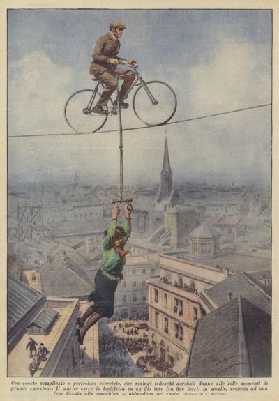Mit dieser komplizierten und gefährlichen Übung begeistern zwei deutsche Akrobaten die Massen... von Achille Beltrame