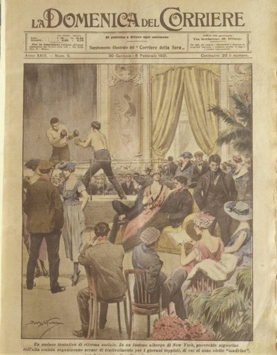 Titelillustration der New Yorker Party für junge Leute zur Erlösung von Achille Beltrame