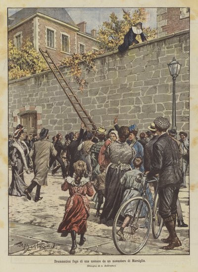 Dramatische Flucht einer Nonne aus einem Kloster in Marseille von Achille Beltrame