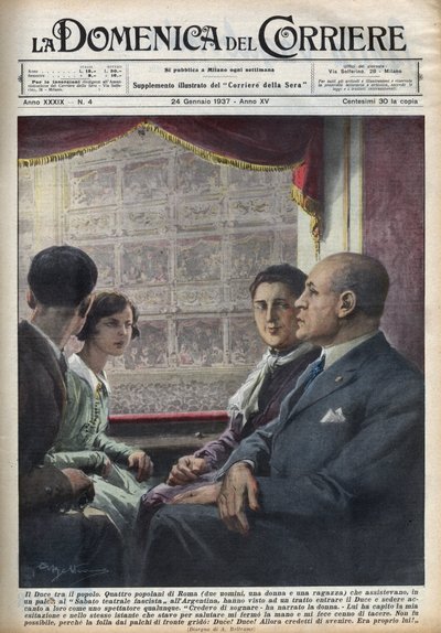 Duce Benito Mussolini, Chef der faschistischen Regierung, besucht eine Vorstellung im 
