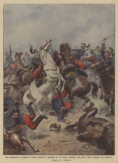 Zwei französische Kavalleriegeschwader im Galopp, aufgrund eines Fehlbefehls von Achille Beltrame