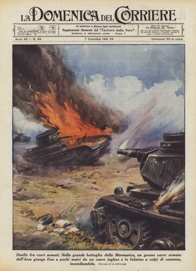 Duell zwischen Panzern von Achille Beltrame
