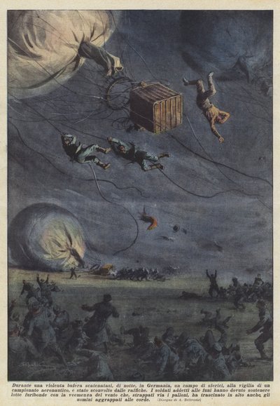 Während eines heftigen Sturms, der nachts in Deutschland ausbrach, ein Feld von Kugeln von Achille Beltrame