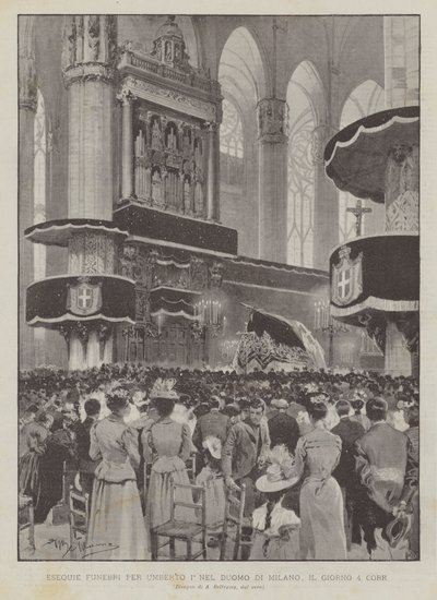 Die Trauerfeier für Umberto I. im Dom von Mailand am 4. dieses Monats von Achille Beltrame
