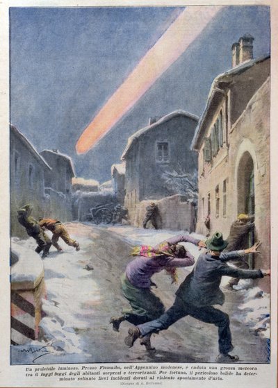 Fall eines Meteoriten in den Apenninen, Italien von Achille Beltrame