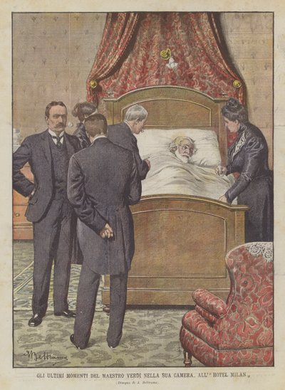 Die letzten Momente des Meisters Verdi in seinem Zimmer im Hotel Milan von Achille Beltrame
