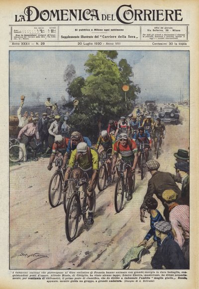 Die italienischen Meister, die an der Tour de France teilnehmen, haben mit großer Energie animiert von Achille Beltrame