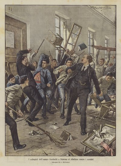 Die Internatsschüler des Garibaldi-Waisenhauses in Palermo rebellieren gegen die Lehrer von Achille Beltrame