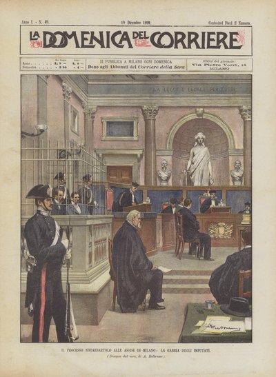 Der Notarbartolo-Prozess in den Assisen von Mailand, der Käfig der Angeklagten von Achille Beltrame