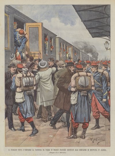 Die Öffentlichkeit versucht, die Abreise von französischen Soldaten aus Paris zu verhindern von Achille Beltrame