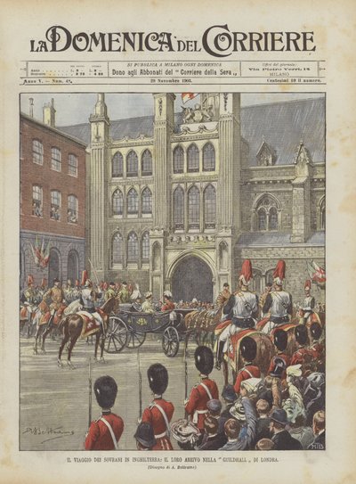 Die Reise der Monarchen nach England, ihre Ankunft in der Guildhall von London von Achille Beltrame