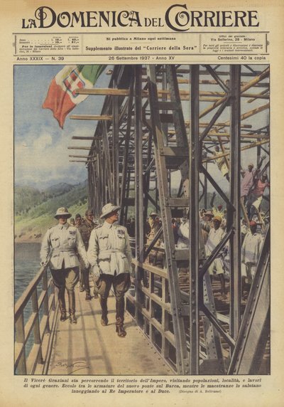 Der Vizekönig Graziani bereist das Gebiet des Imperiums und besucht Bevölkerungen und Orte von Achille Beltrame