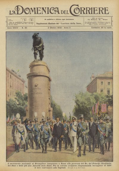 Das nationale Denkmal für den Bersagliere, eingeweiht in Rom in Anwesenheit des Königs? von Achille Beltrame