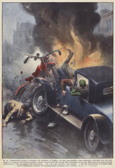 Bei einem heftigen Zusammenstoß am Stadtrand von London zwischen einem Motorrad und einem von Achille Beltrame