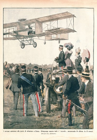Italien, Der Flug von Leo Delagrange, La Domenica del Corriere von Achille Beltrame
