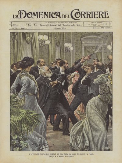 Das Attentat auf Max Nordau bei einem Ball der Zionisten in Paris von Achille Beltrame