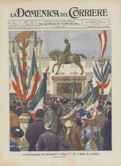 Die Einweihung des Denkmals für Carlo Alberto in Rom am 14. März von Achille Beltrame