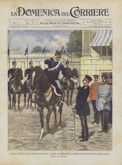 Der letzte Brief von König Umberto, überreicht in Kassel an Kaiser Wilhelm von einer Abordnung der Lancieri Novara von Achille Beltrame