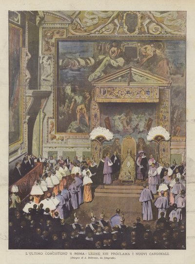Das Letzte Konsistorium In Rom, Leo XIII. Proklamiert Die Neuen Kardinäle von Achille Beltrame