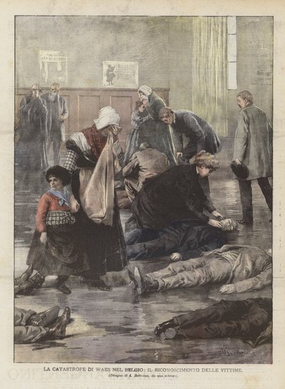 Die Katastrophe von Waes in Belgien, die Identifizierung der Opfer von Achille Beltrame
