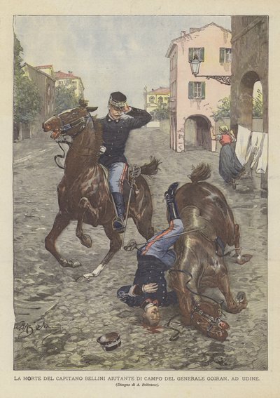 Der Tod Des Hauptmanns Bellini, Adjutant Des Generals Goiran, In Udine von Achille Beltrame