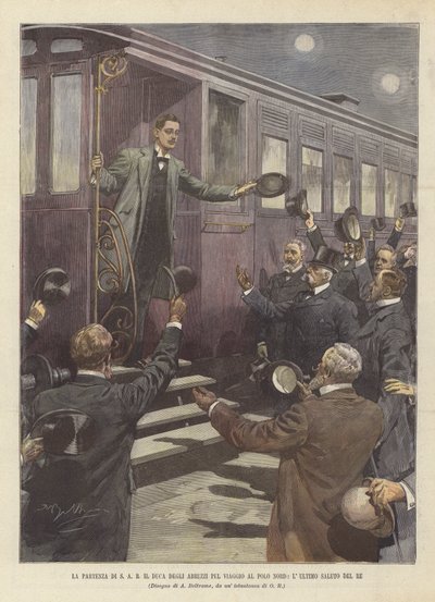 Die Abreise Seiner Königlichen Hoheit Der Herzog Der Abruzzen Zur Nordpolreise, Der Letzte Gruß Des Königs von Achille Beltrame