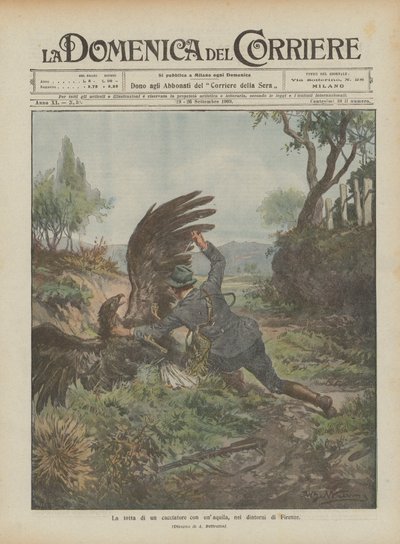 Der Kampf eines Jägers mit einem Adler in der Nähe von Florenz von Achille Beltrame