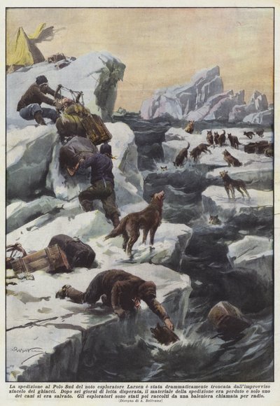 Die Expedition zum Südpol des bekannten Entdeckers Larsen wurde dramatisch abgebrochen von Achille Beltrame