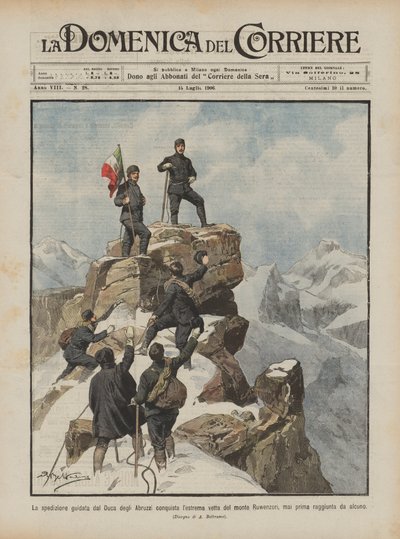 Die Expedition unter der Führung des Herzogs der Abruzzen erobert den höchsten Gipfel des Ruwenzori-Berges von Achille Beltrame