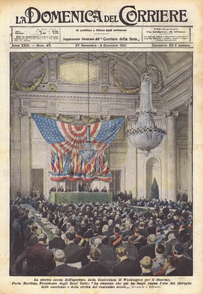 Die historische Szene der Eröffnung der Abrüstungskonferenz in Washington von Achille Beltrame
