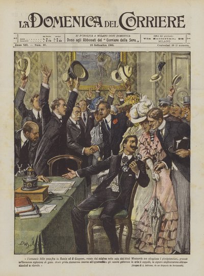 Die Ankündigung des Friedens zwischen Russland und Japan von Achille Beltrame