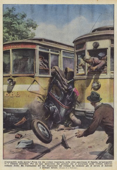 Das Auto in der Zange! von Achille Beltrame