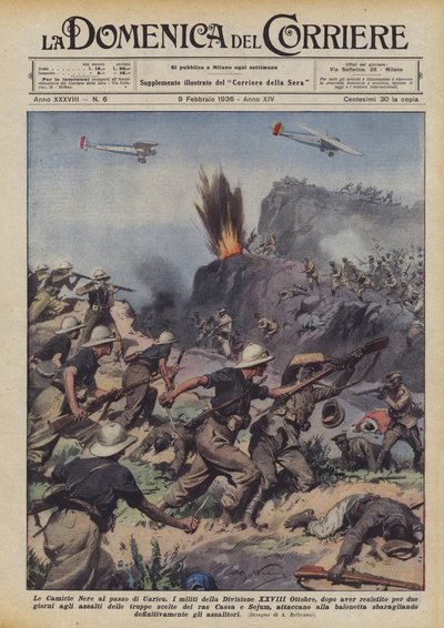 Die Schwarzhemden am Uarieu-Pass von Achille Beltrame
