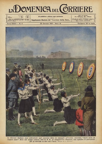Die jungen Italienerinnen werden in körperlichen Übungen geschult, gemäß dem alten Motto 