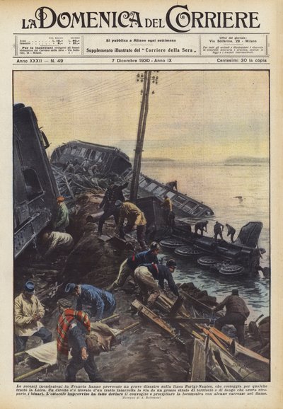 Die jüngsten Überschwemmungen in Frankreich verursachten eine schwere Katastrophe auf der Linie Paris-Nantes von Achille Beltrame