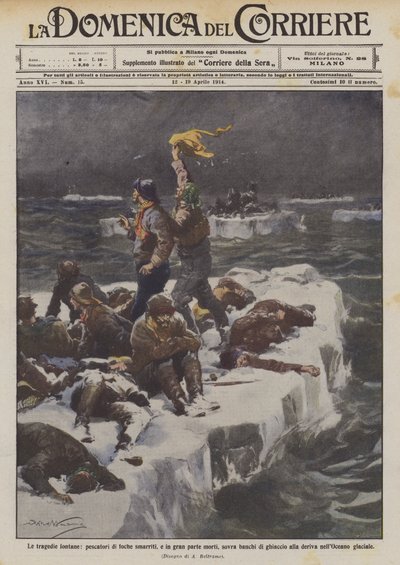 Die fernen Tragödien, verlorene Robbenjäger, die größtenteils auf Eisschollen sterben von Achille Beltrame