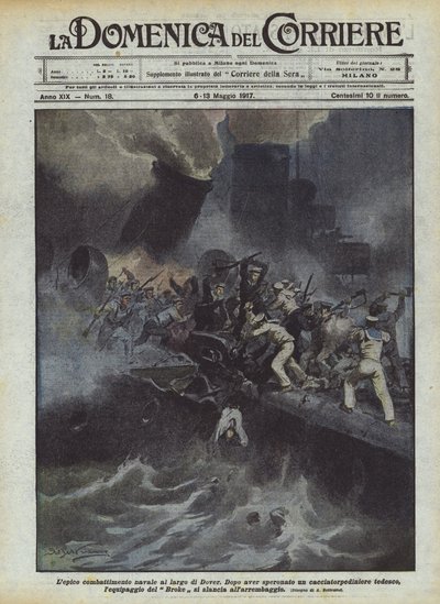 Das epische Seegefecht vor Dover von Achille Beltrame