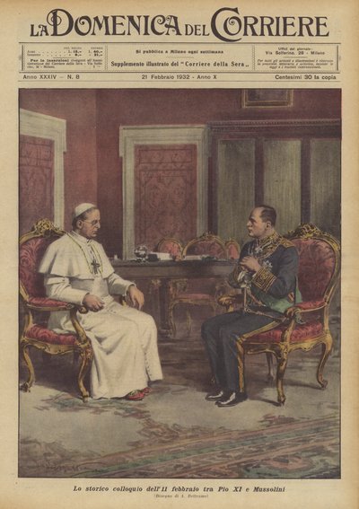 Das historische Gespräch vom 11. Februar zwischen Pius XI. und Mussolini von Achille Beltrame