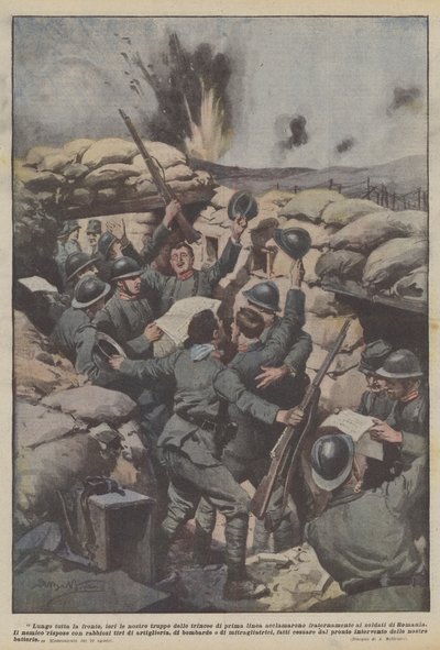 Gestern jubelten unsere Truppen in den vordersten Schützengräben entlang der gesamten Front von Achille Beltrame