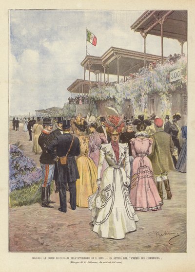 Mailand, Die Pferderennen Im Hippodrom Von S. Siro, In Erwartung Des Handelswettbewerbs von Achille Beltrame