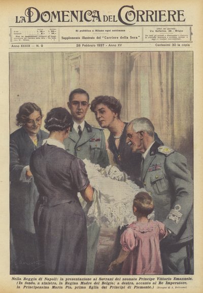 In der Residenz von Neapel, die Vorstellung des neugeborenen Prinzen Vittorio Emanuele vor den Souveränen von Achille Beltrame