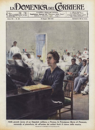 In der großen Halle eines Militärkrankenhauses in Florenz, Prinzessin Maria von Piemont von Achille Beltrame