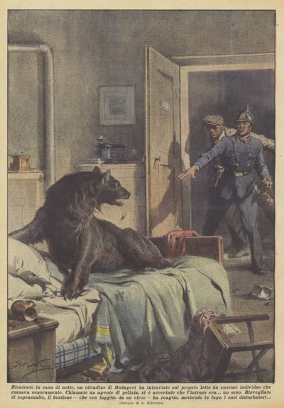 Nachts nach Hause zurückgekehrt, sah ein Bürger von Budapest ein riesiges... von Achille Beltrame