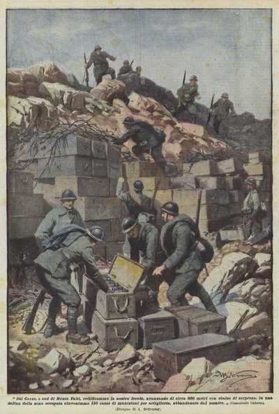 Auf dem Karst, südlich des Monte Faiti, haben wir unsere Front um etwa 300 Meter durch einen Überraschungsangriff korrigiert von Achille Beltrame